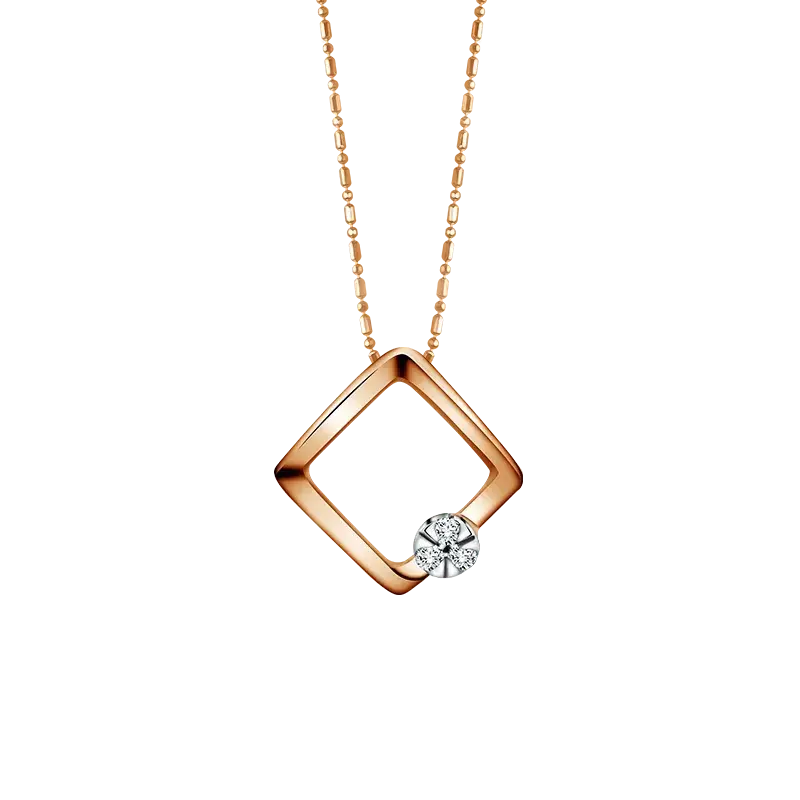 Desain Geometris yang Chic dan Trendi Liontin MOELA Modela Sagi dengan Kadar Emas 18K Berhiaskan Berlian