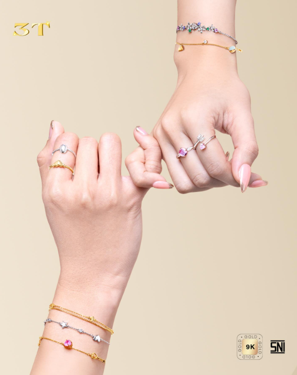 Cincin Anak Model Open Ring dengan Permata Pink Anak Panah