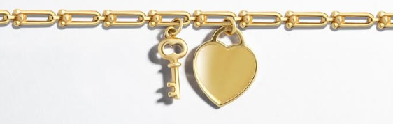 Gelang Key & Heart Lock Link Bracelet