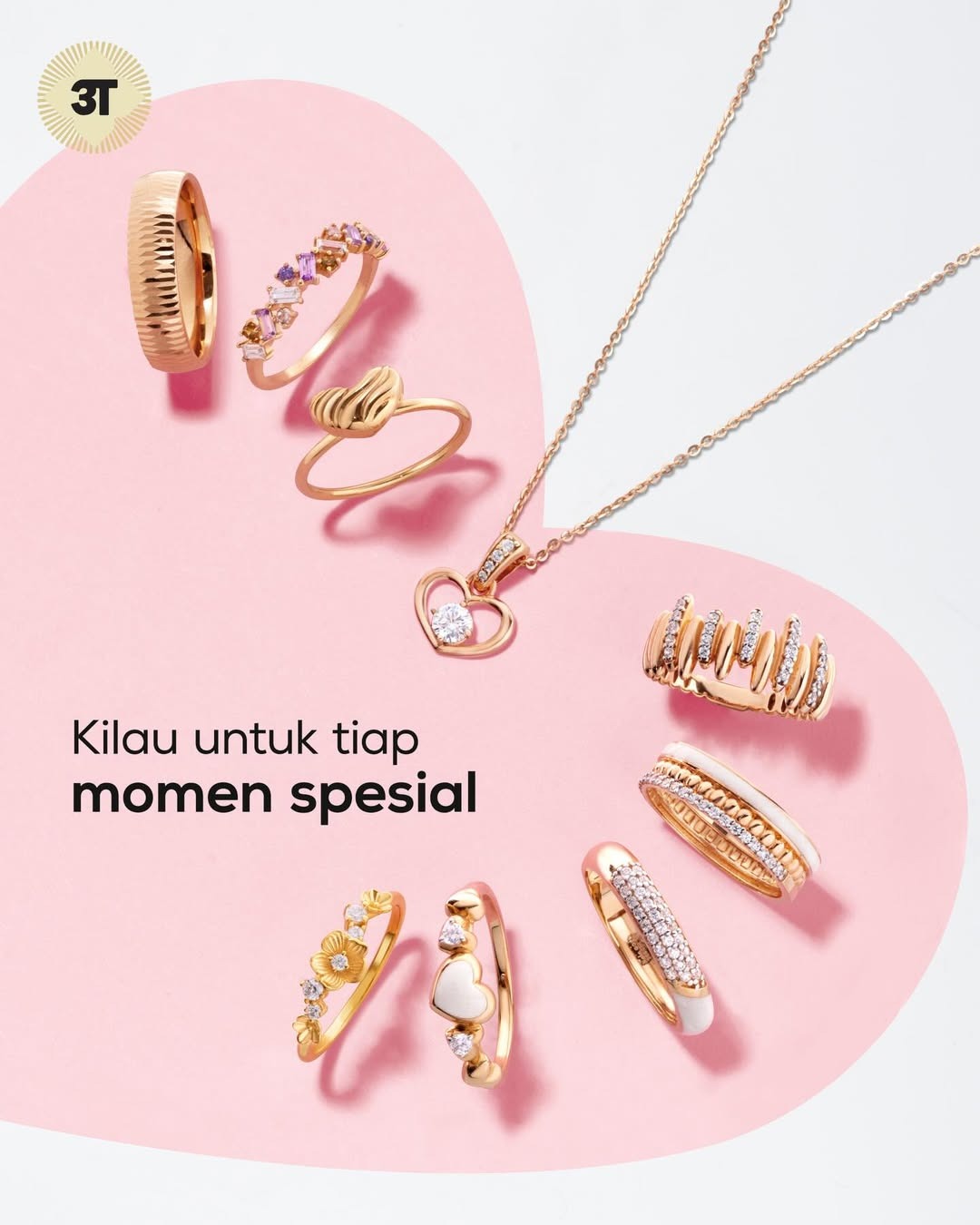 Set Cincin Wanita Cantik dengan Kilau Warna Rose Gold Sempurnakan Gaya Anda