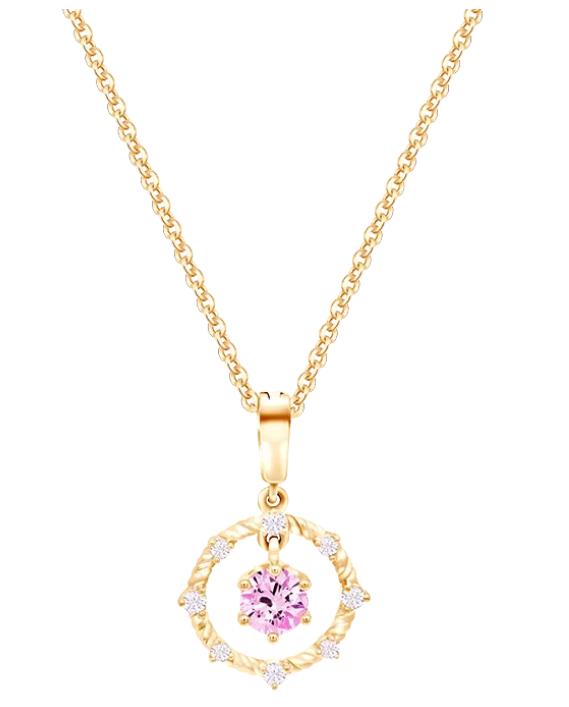 Liontin La Vie en Rose Floating Solitaire dengan Permata Pink