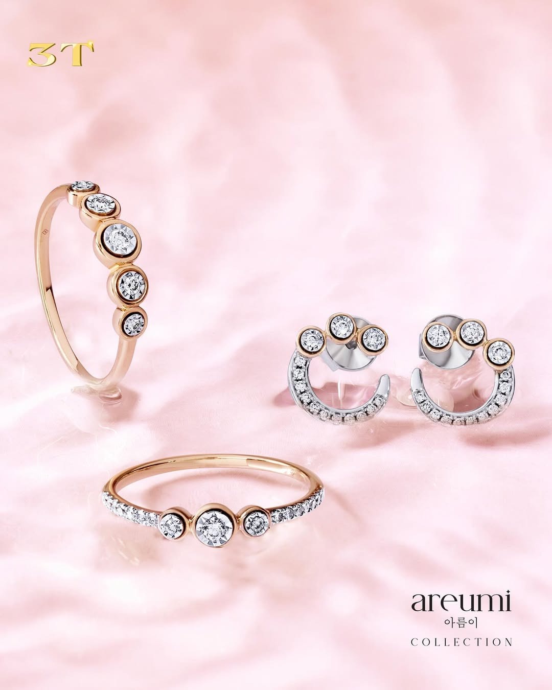 Anting Areumi dengan Tiga Mata Berlian yang Stylish