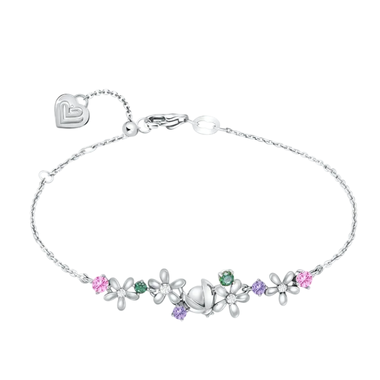 Pesona Gelang Emas Putih dengan Aksen Bunga&nbsp; Bikin Tampilan Lebih Manis