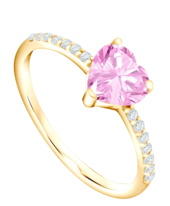 Cincin Lovekey Pink Heart dengan Kadar Emas 9K Untuk Anak Perempuan