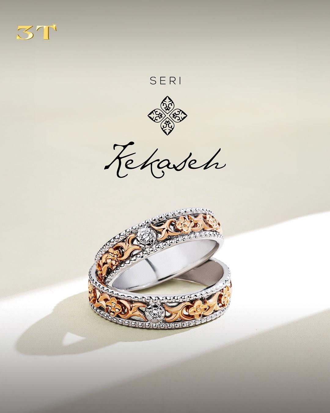 Perpaduan Motif batik dan Kilauan Berlian Elegan membuat Cincin Nikah Ini Sempurna