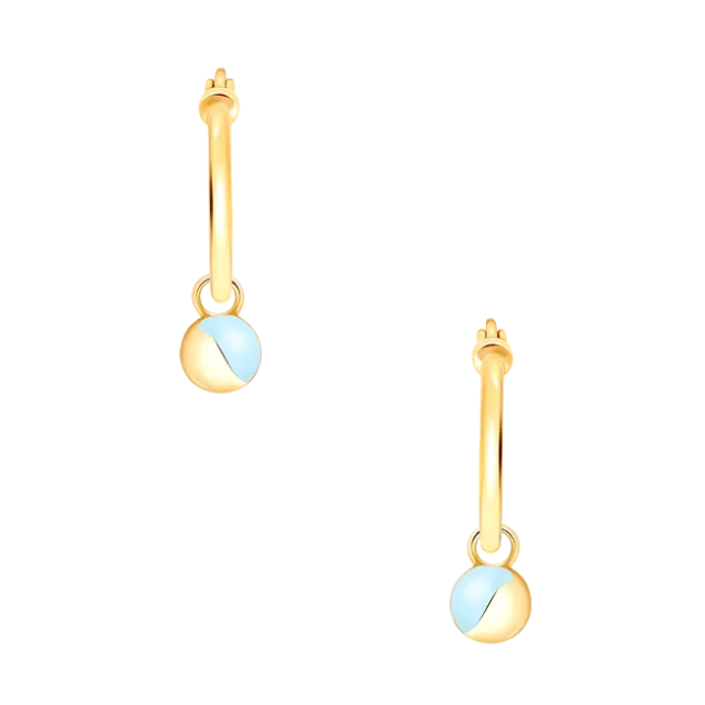 Anting Sugar Rush Blue Round Huggie dengan Kadar Emas 9K