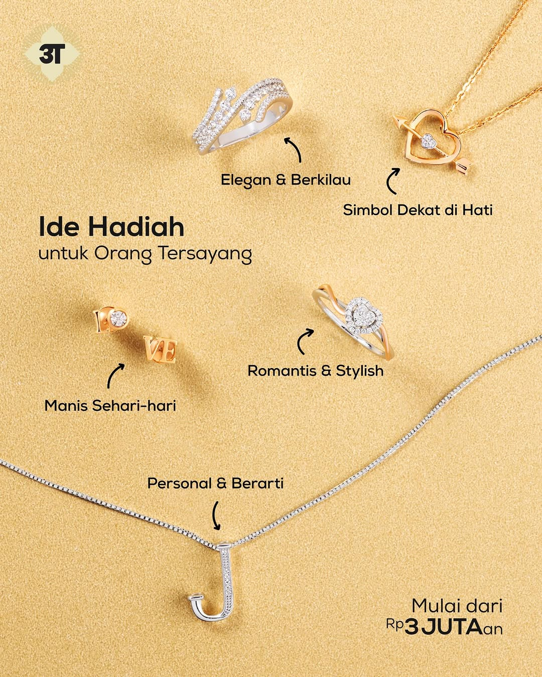 Cincin dan Kalung dengan Desain Hati yang Romantis