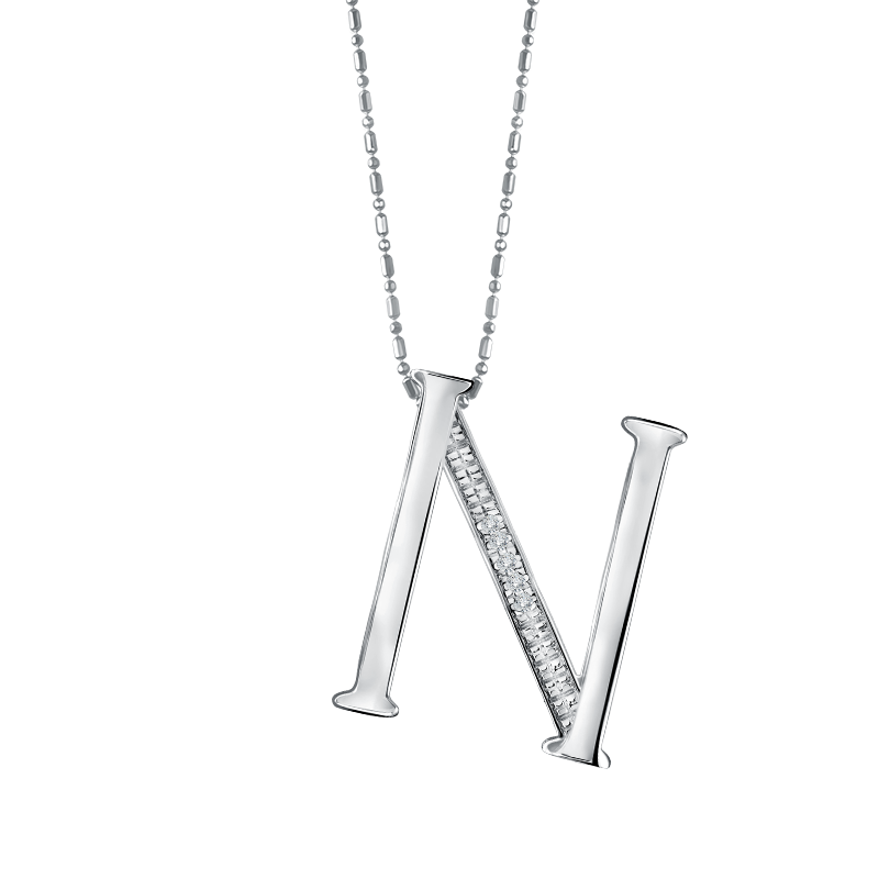 Liontin Inisial Kursif dengan Desain Alphabet &ldquo;N&rdquo;