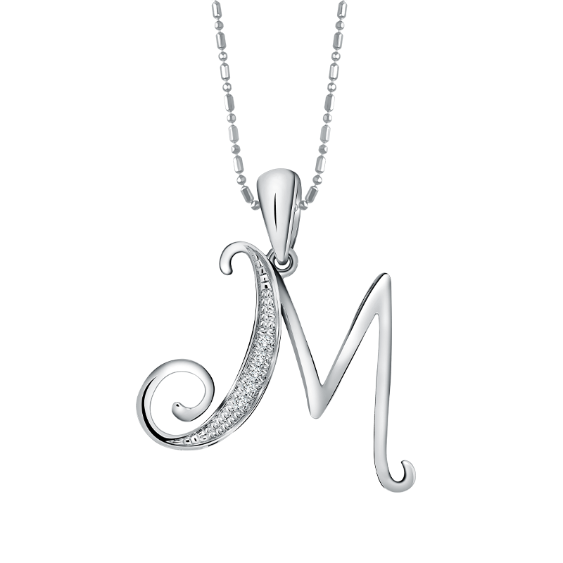 Kelembutan Pesona Liontin Initial Kursif "M"