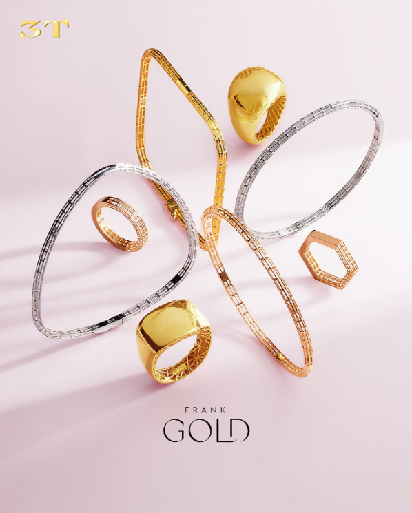 Cincin Emas Geometris Lini Frank Gold
