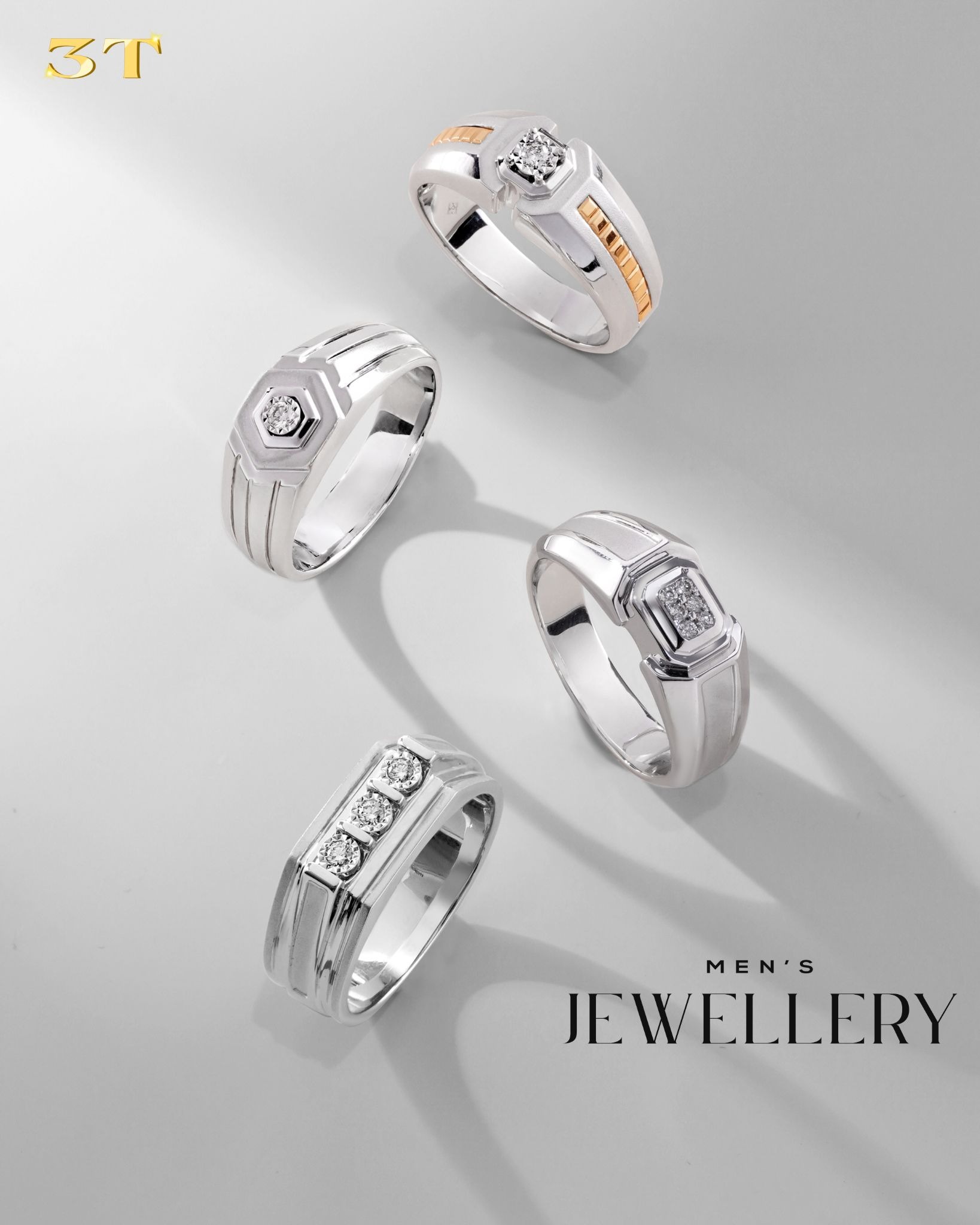 Model Cincin Pria Elegan dengan Detail Emas Kuning Berikan Kesan Mewah