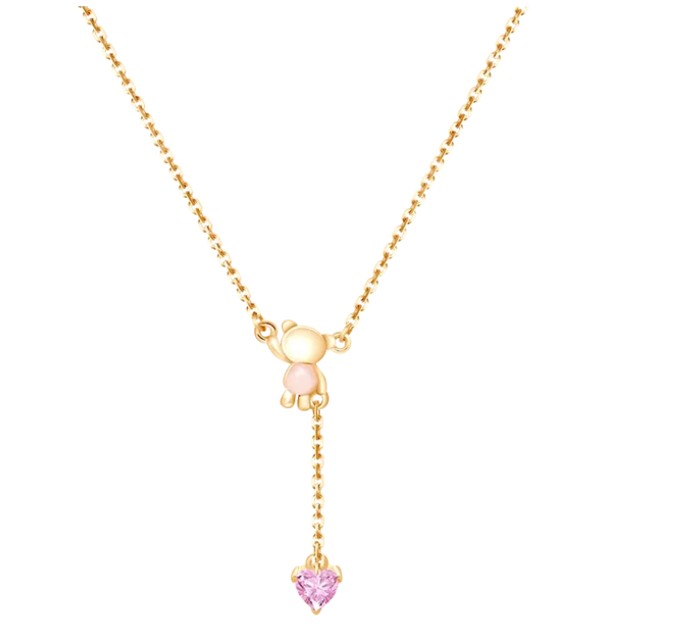 Kalung Teddy Bear with Pink Heart