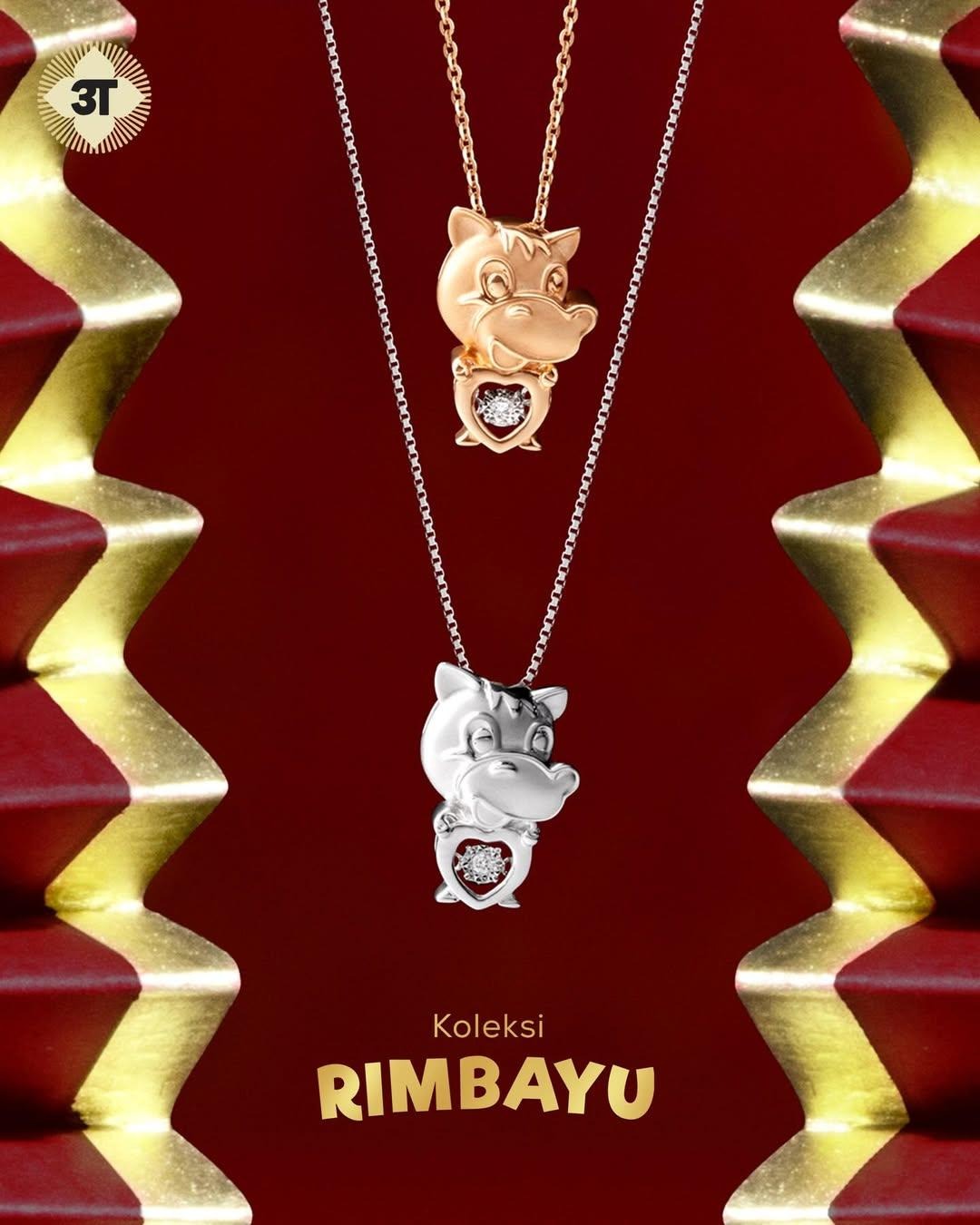 Koleksi Rimbayu Liontin Emas Elegan dengan Lambang Shio Keberuntungan