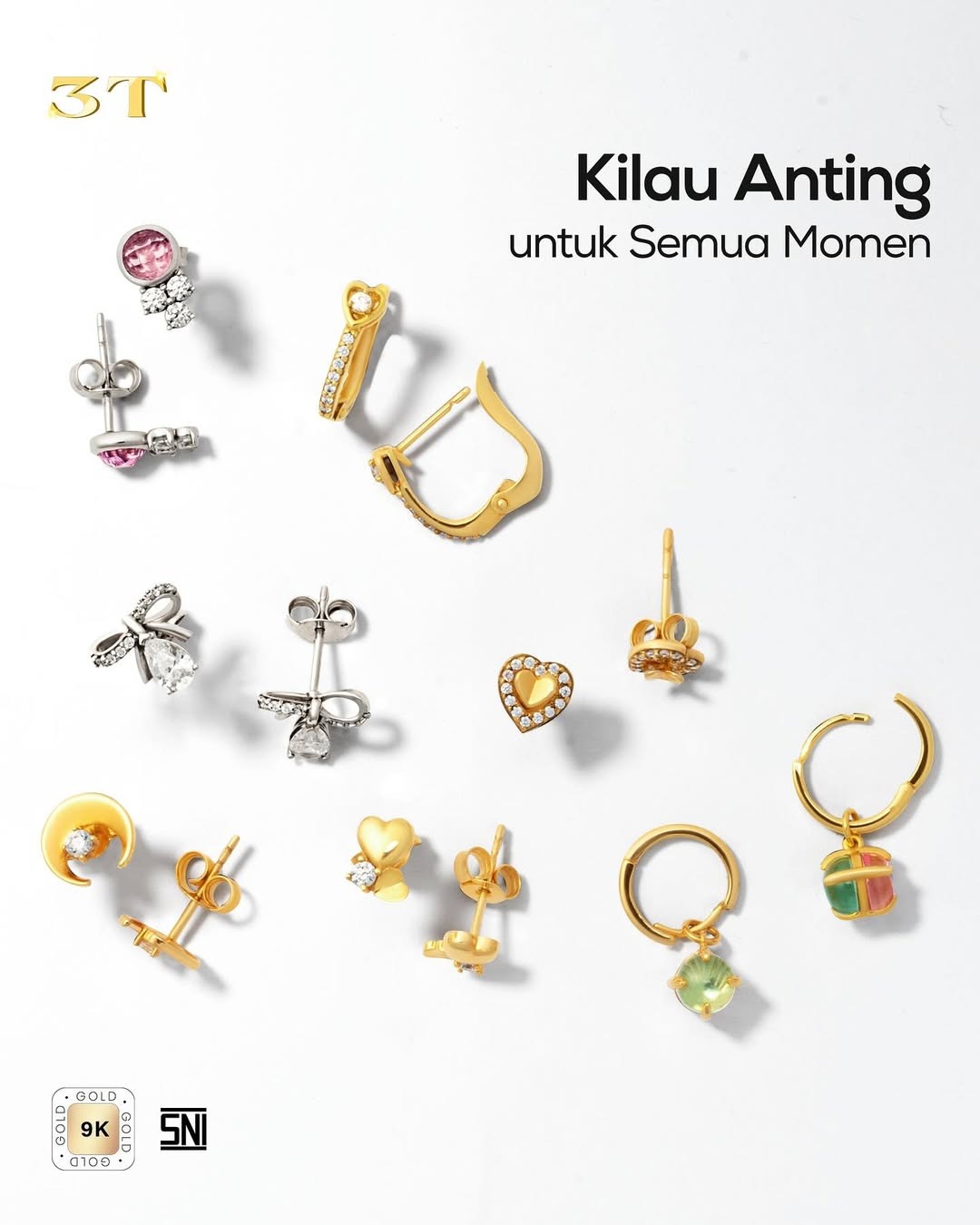 Anting 9K The Palace Jeweler yang chic untuk sempurnakan look