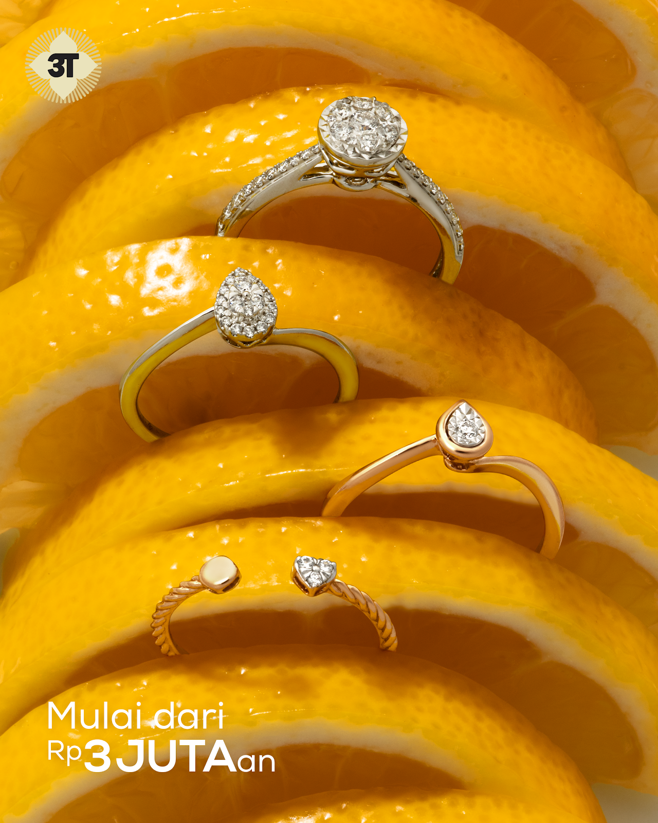 Cincin berlian solitaire yang clean untuk daily look
