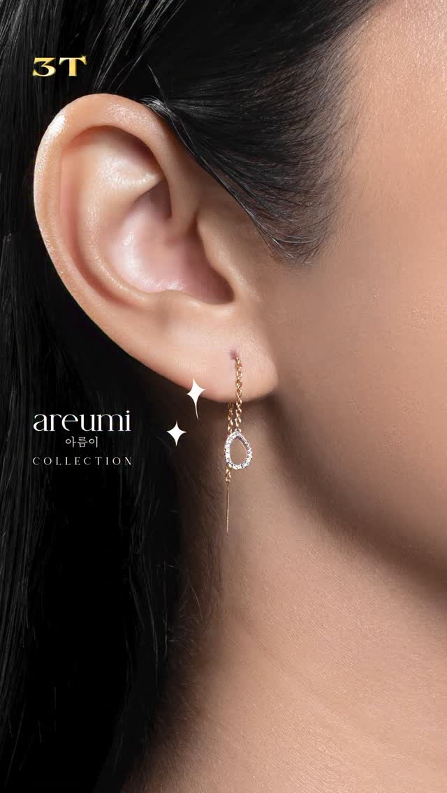 Anting Areumi Desain Rantai Dihiasi Liontin Teardrop Berlian