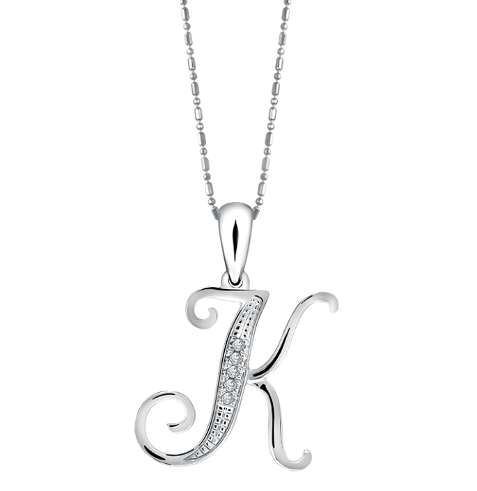 Liontin Alphabet Initial Kursif &ldquo;K&rdquo;