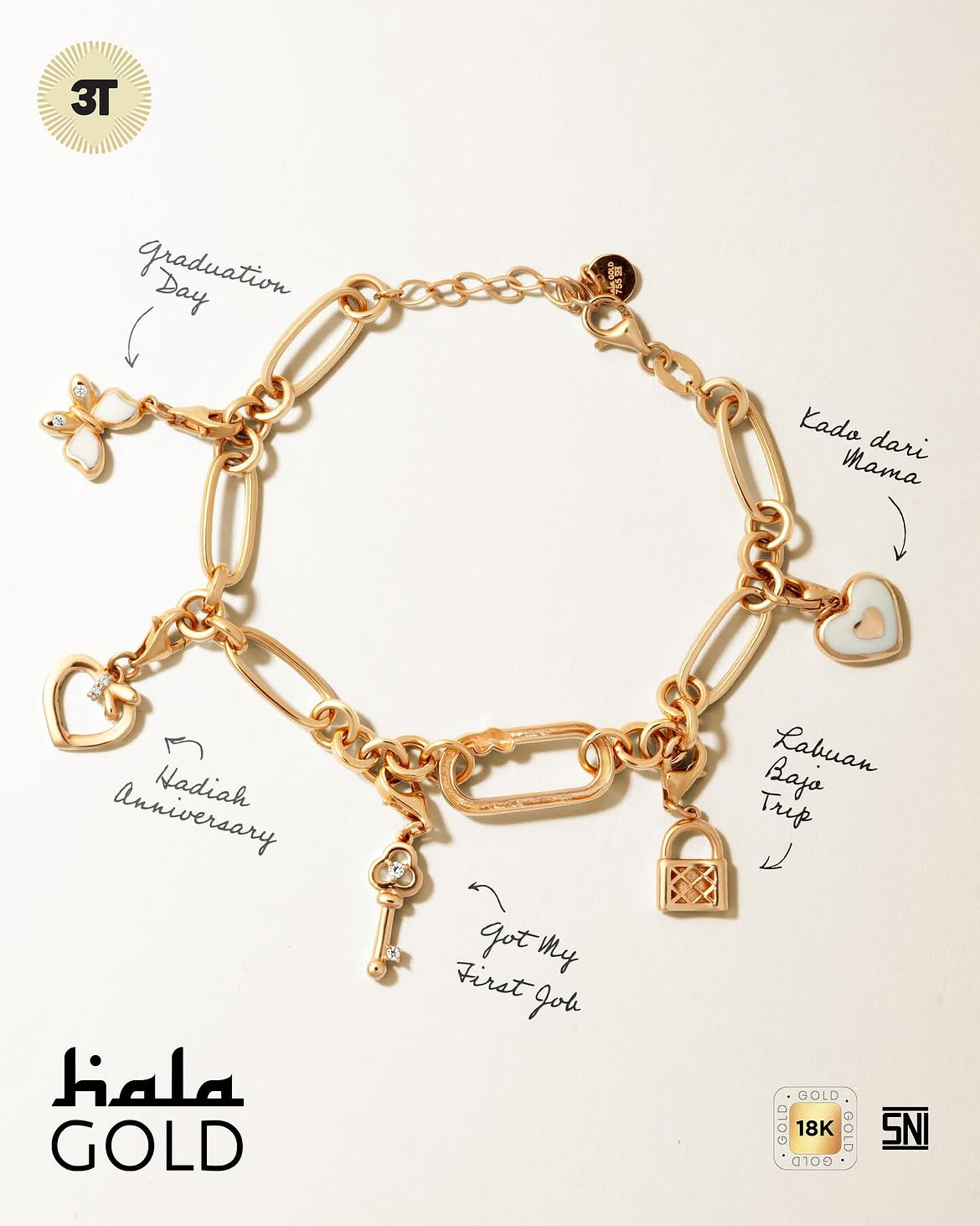 Cantiknya Charm Bracelet 18K untuk Kado Ulang Tahun