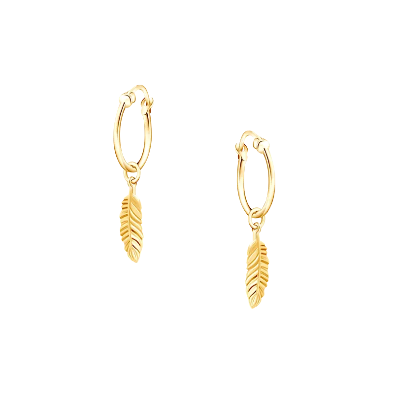 Anting Love Letter Feather Huggie bergaya bohemian yang unik