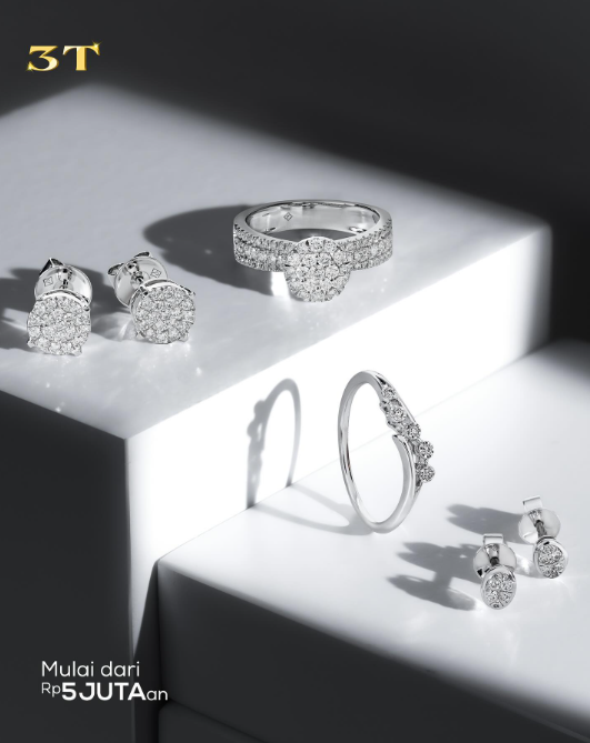 Kombinasi Anggun Gold Wedding Rings dan Berlian H-VS The Palace Jeweler