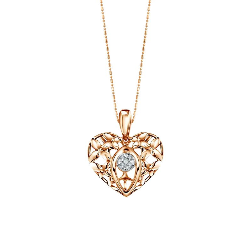 Kalung Emas 18K Desain Love Kawung dengan Berlian Elegan