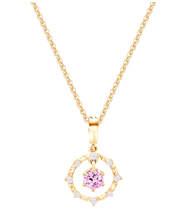 Liontin La Vie en Rose Floating Solitaire dengan Permata Pink