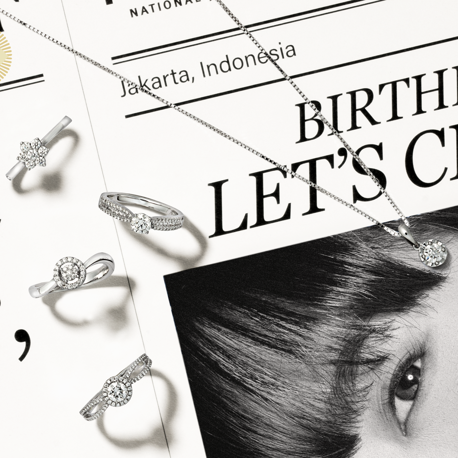 Liontin Emas dengan Berlian Solitaire+ yang Memikat