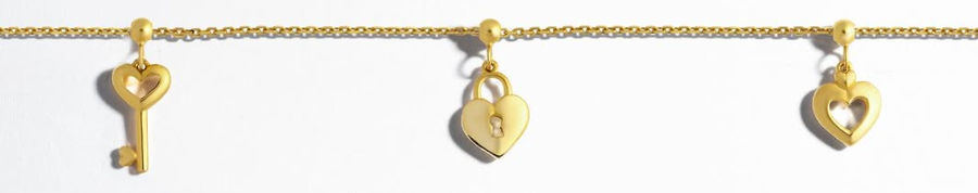Gelang Heart Lock Key Charm Bracelet
