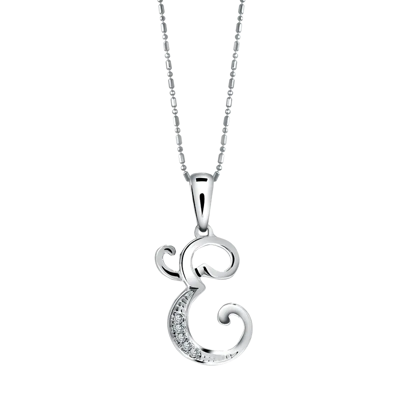 Liontin Initial Kursif "E" Simbol Self Love