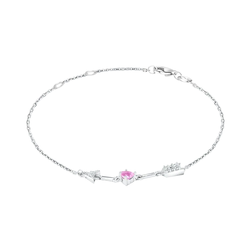 Gelang Crush Arrow dengan Busur Hati Pink