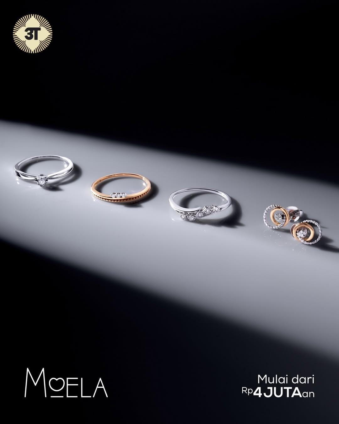 MOELA Cincin Emas Bertatahkan Berlian dengan Model Elegan