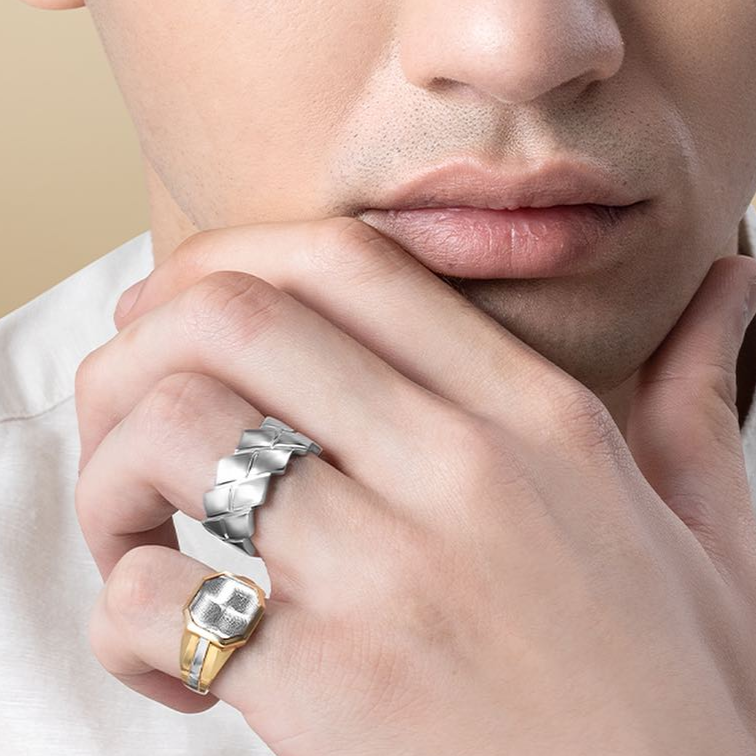 Sentuhan Minimalis Kontemporer Cincin Emas Bentuk Geometris