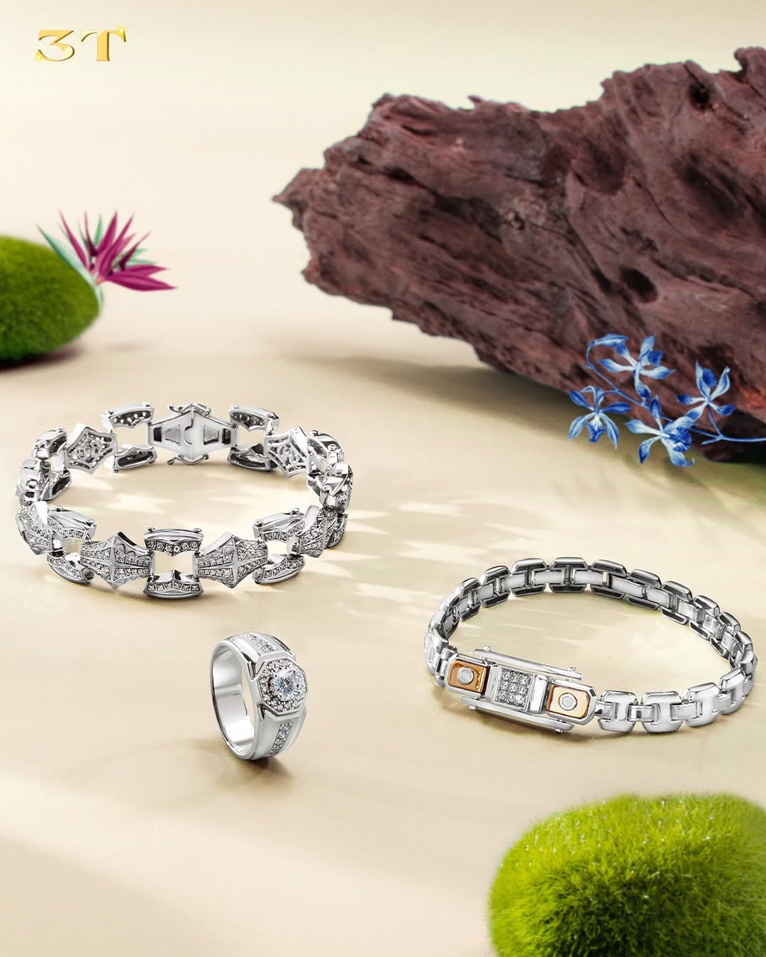 Set Cincin Pria dan Gelang Emas Putih di Setiap Momen Spesial