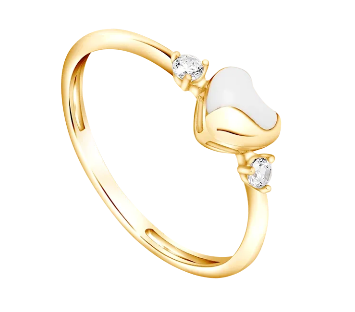 Keindahan Bentuk Hati dan Enamel Putih Cincin Sugar Rush Ring