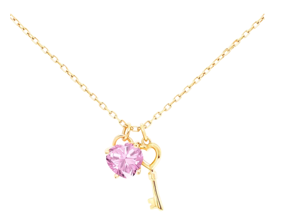 Kalung Lovekey dengan Permata Pink Untuk Tampil Manis