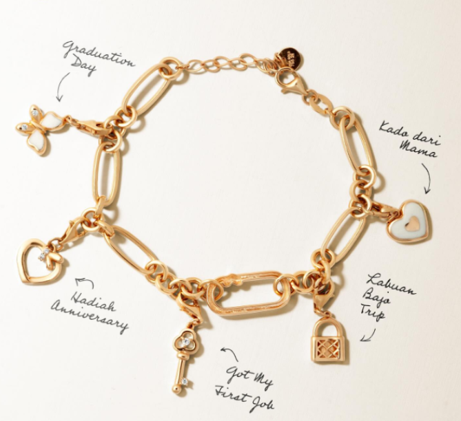 Charm Gelang 18K Hala Gold Collection Untuk Sehari-Hari