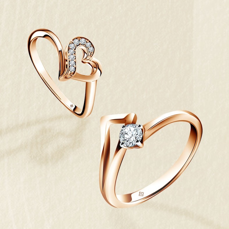 Cincin Tunangan dengan Warna Material White Gold, Rose Gold, dan yellow Gold di The Palace