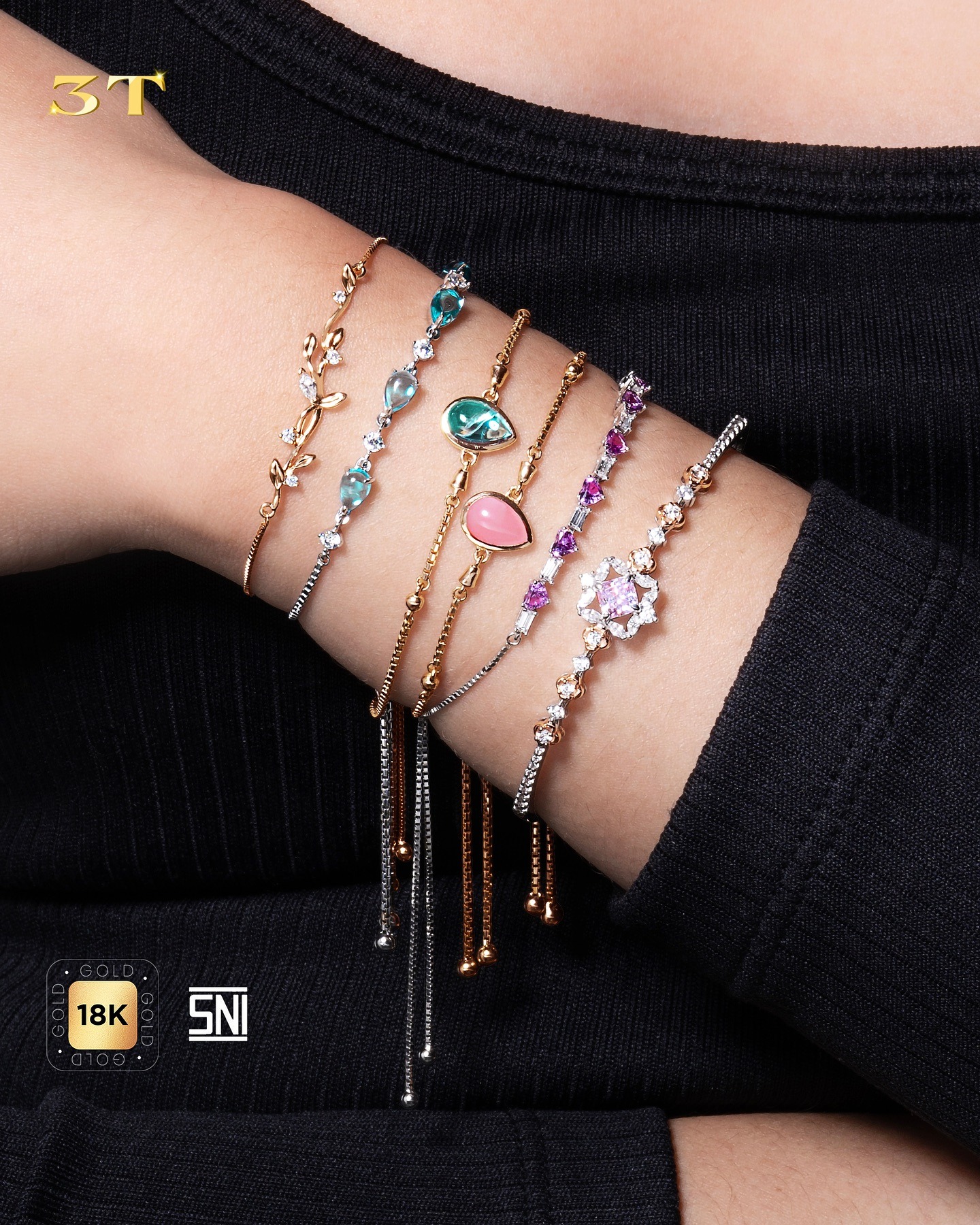 Tampil Stylish dengan Charm Gelang dengan Tatahan Batu Semi Precious Stone Penuh Warna