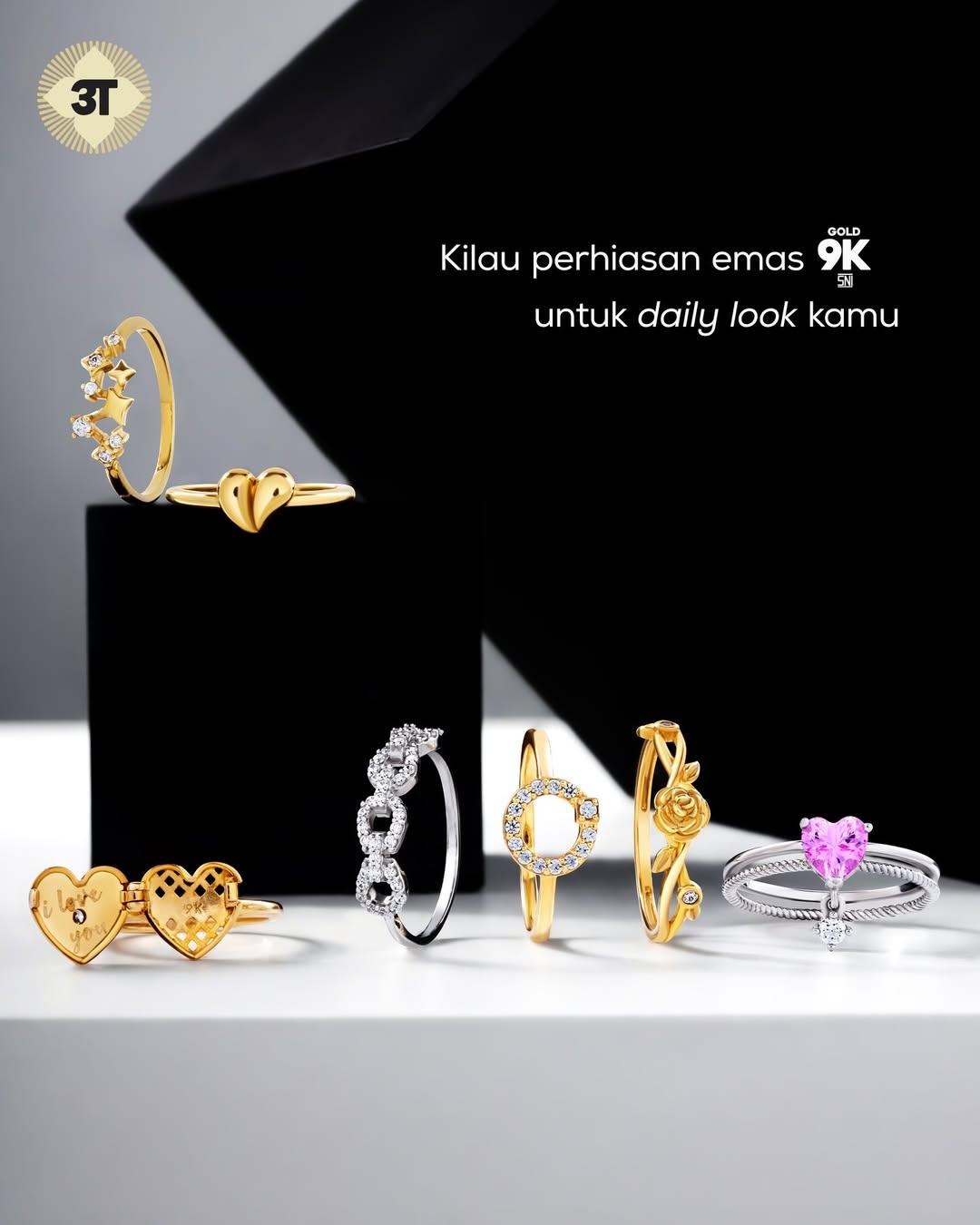 Cincin ILY Gold dengan kadar Emas 9K yang Manis dan Playful