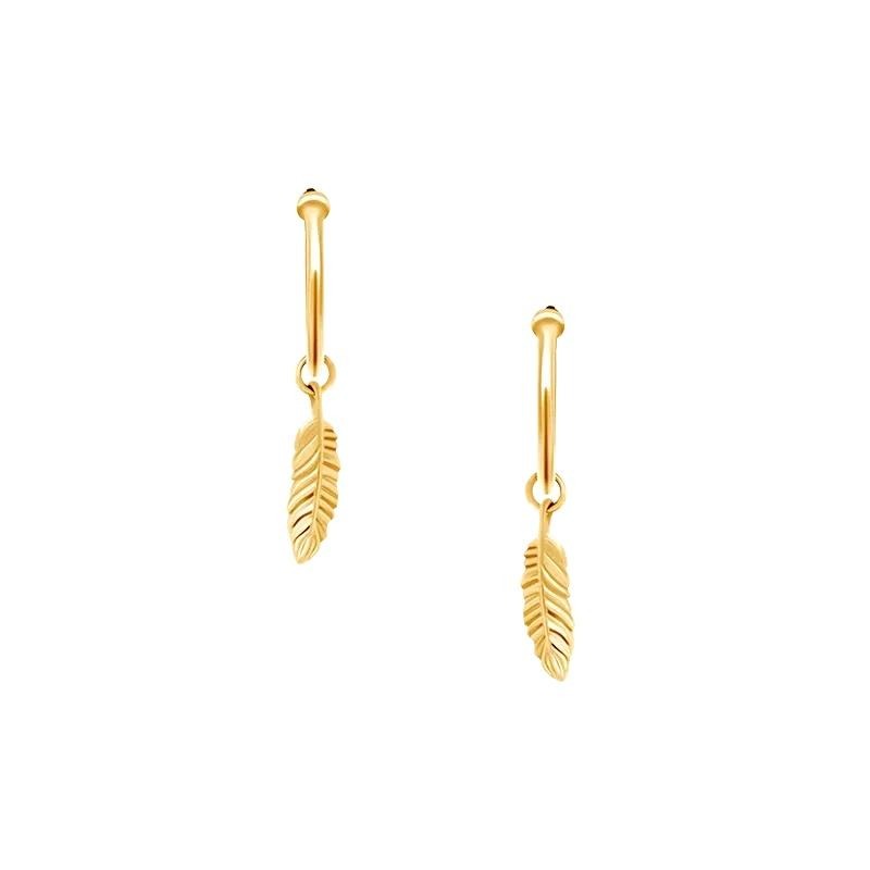 Anting emas Love Letter Feather yang cocok untuk anak-anak di usia remaja