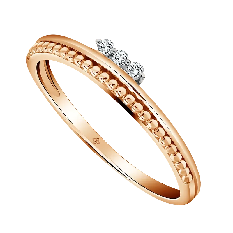 Cincin Moela Trimoela Trilian dengan emas putih dan rose