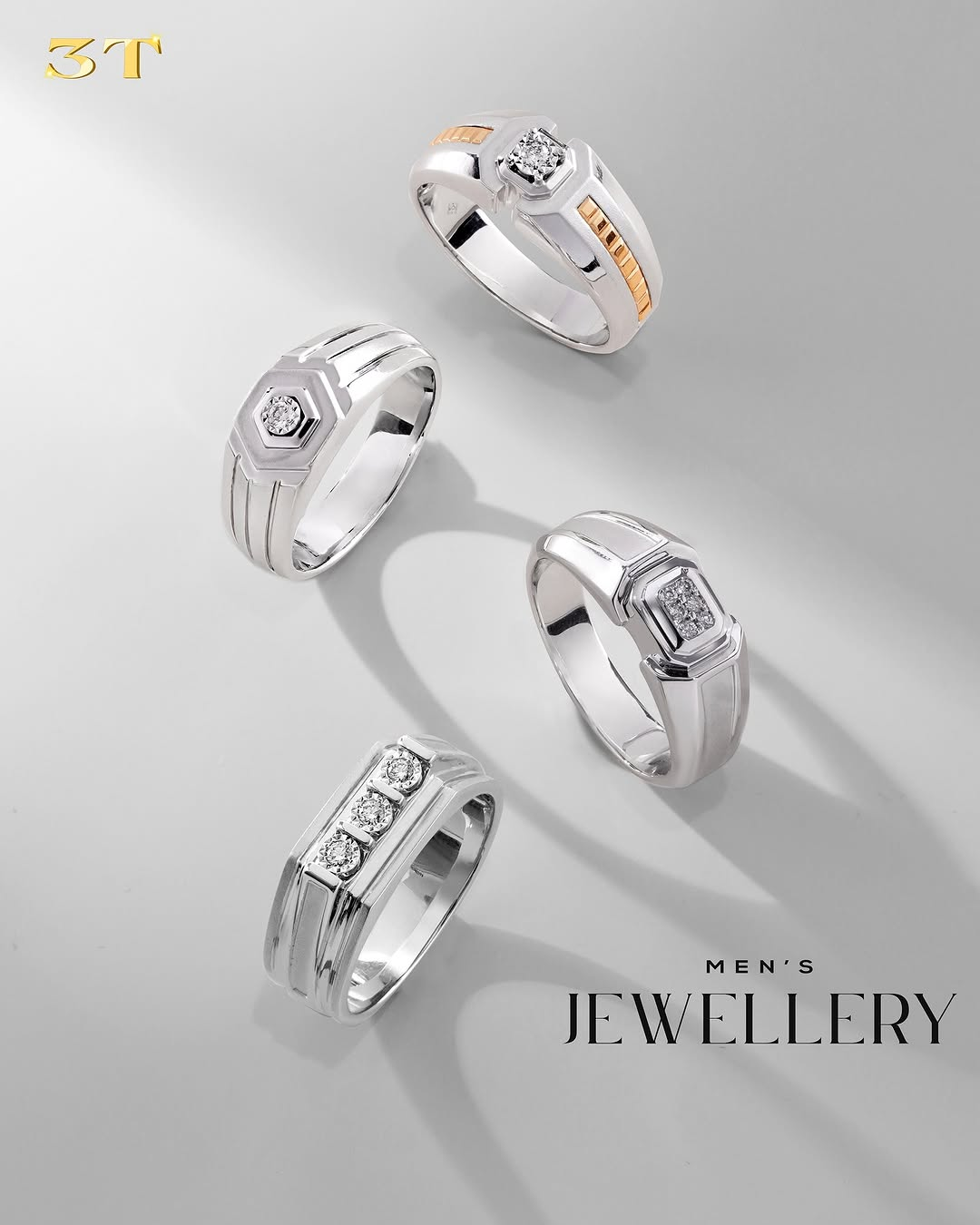 Gaya Cincin Berlian Dua Warna Kuat dan Elegan