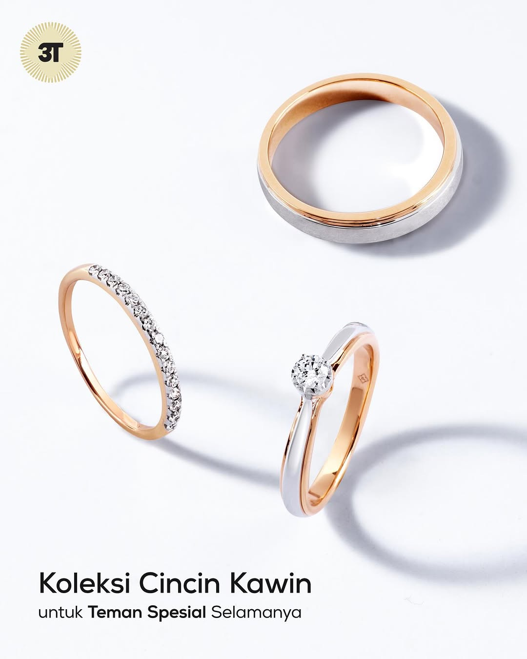 Cincin Kawin Emas Putih Dua Warna Sangat Indah