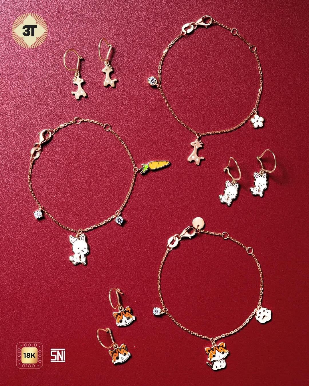 Beragam Model Gelang dan Anting Emas Siluet Hewan Menggemaskan dari The Palace Jeweler