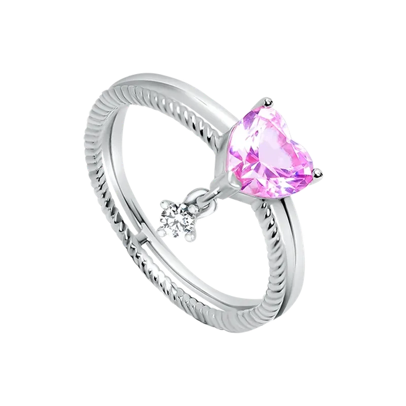 Cincin Berhiaskan Permata Zirconia Pink yang Charming